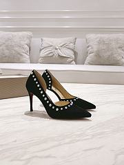 Christian Louboutin Black Suede Spiked Heels - 1