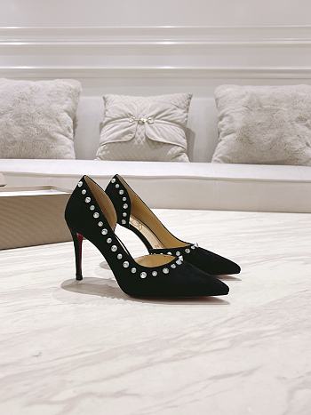 Christian Louboutin Black Suede Spiked Heels