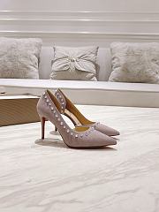 	 Christian Louboutin Pink Suede Spiked Heels - 1