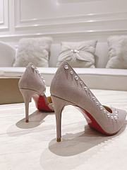 	 Christian Louboutin Pink Suede Spiked Heels - 4