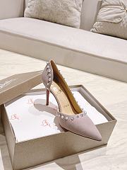 	 Christian Louboutin Pink Suede Spiked Heels - 3