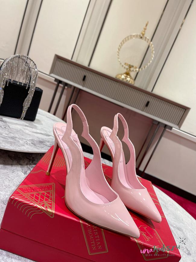 Christian Louboutin Hot Chick Pink Patent Leather Red Sole Slingback Pumps 11cm - 1