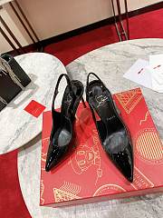 	 Christian Louboutin Hot Chick Black Patent Leather Red Sole Slingback Pumps 11cm - 2