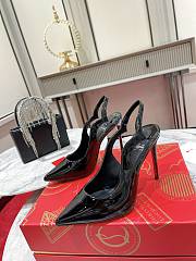 	 Christian Louboutin Hot Chick Black Patent Leather Red Sole Slingback Pumps 11cm - 3