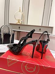 	 Christian Louboutin Hot Chick Black Patent Leather Red Sole Slingback Pumps 11cm - 5