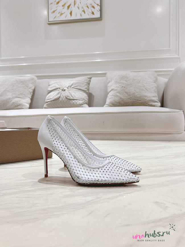 	 Christian Louboutin Apostropha Mesh Strass 80 White Mesh - 1