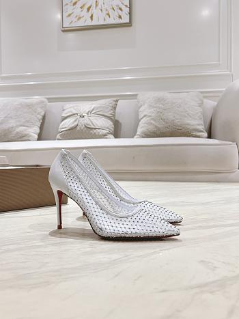 	 Christian Louboutin Apostropha Mesh Strass 80 White Mesh