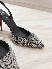 	 Christian Louboutin Queenissima Embellished Red Sole Slingback Pumps In Black - 6