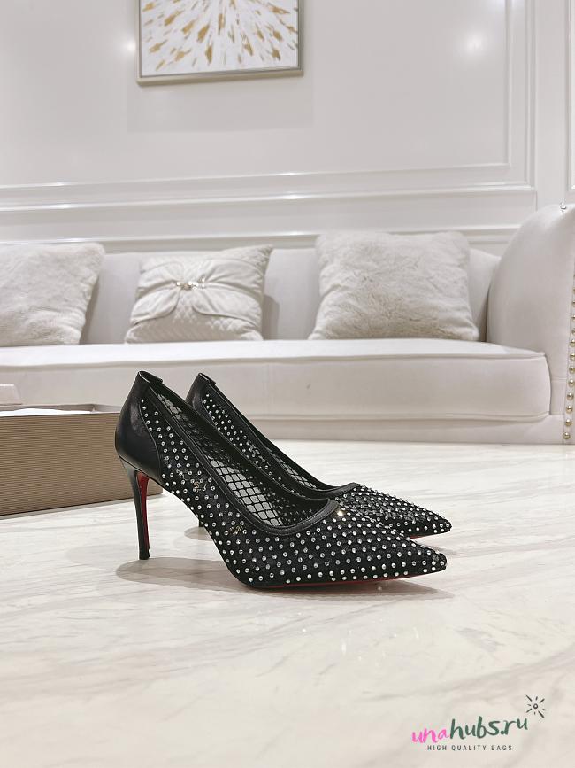 Christian Louboutin Apostropha Mesh Strass 80 Black Mesh - 1