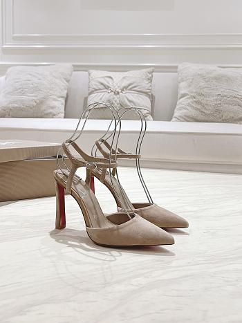 	 Christian Louboutin Condora Riviera Nude Suede 100 Pumps