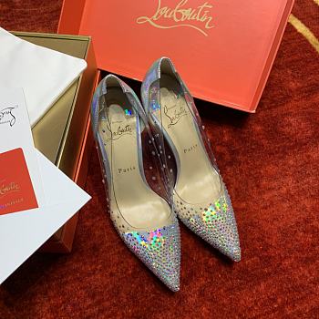 Christian Louboutin Degrastrass 100 PVC and leather pumps in multicoloured