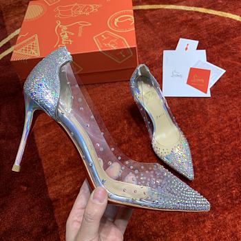 	 Christian Louboutin Degrastrass 100 PVC and sequins pumps in multicoloured