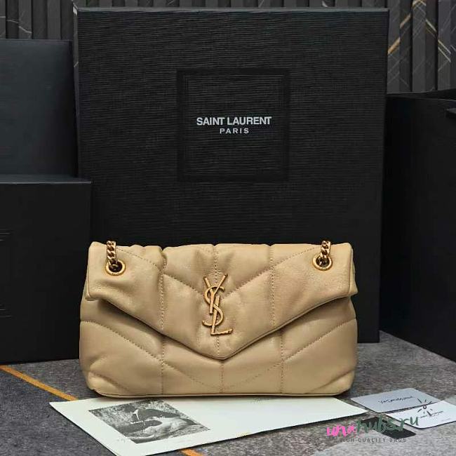 YSL Puffer Small leather shoulder bag in beige  - 29x17x11cm - 1