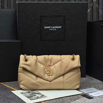 YSL Puffer Small leather shoulder bag in beige  - 29x17x11cm