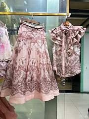 ZIMMERMANN Crush belted printed linen-blend midi skirt  - 2