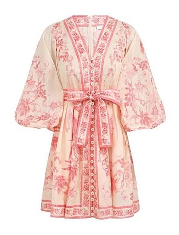 ZIMMERMANN Lucky belted printed linen mini dress