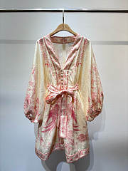 ZIMMERMANN Lucky belted printed linen mini dress - 3