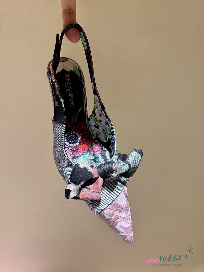 Dolce & Gabbana Printed Canvas And Brocade Slingback Pumps In Light Blue 6.5CM - 1
