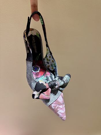 Dolce & Gabbana Printed Canvas And Brocade Slingback Pumps In Light Blue 6.5CM
