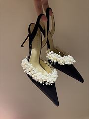 MACH & MACH Floating Pearl 85 satin slingback pumps 10CM - 2