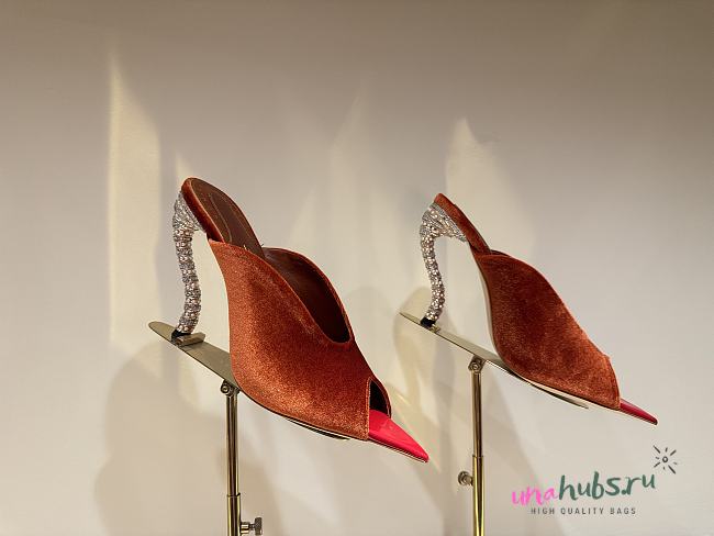 	 Schiaparelli Velvet Embellished Mules in Orange Suede 10.5cm - 1