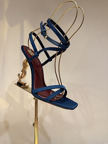 	 YSL OPYUM slingback sandals in blue suede leather 10.5cm