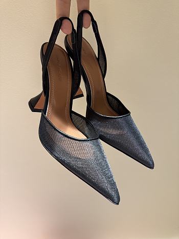 Amina Muaddi  Holli mesh slingback pumps in black