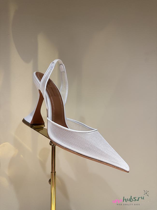 	 Amina Muaddi Holli mesh slingback pumps in White - 1