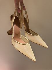	 Amina Muaddi Holli mesh slingback pumps in beige - 1