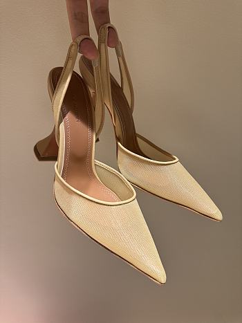 	 Amina Muaddi Holli mesh slingback pumps in beige