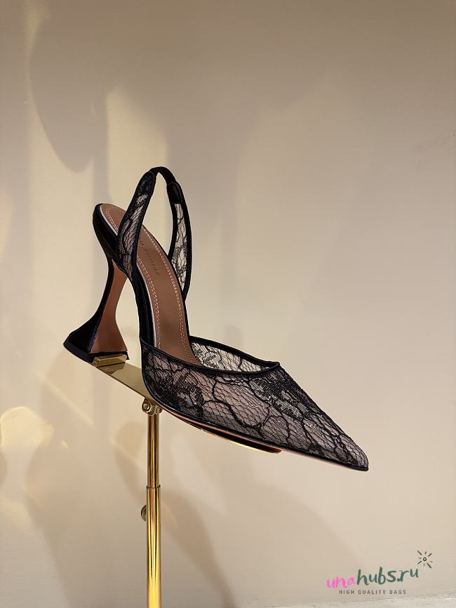 Amina Muaddi Holli Lace Slingback Pump Black - 1