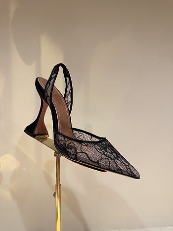 Amina Muaddi Holli Lace Slingback Pump Black