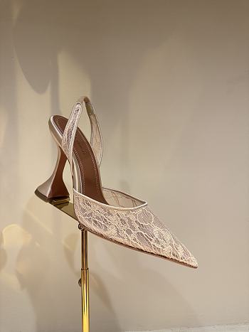 	 Amina Muaddi Holli Lace Slingback Pump Beige 