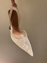 	 Amina Muaddi Holli Lace Slingback Pump Beige  - 3