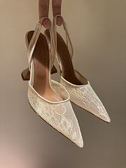 	 Amina Muaddi Holli Lace Slingback Pump Beige  - 6