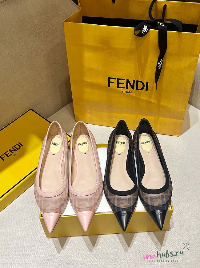 Fendi Wo Leather-Trimmed Mesh Flats  - 1