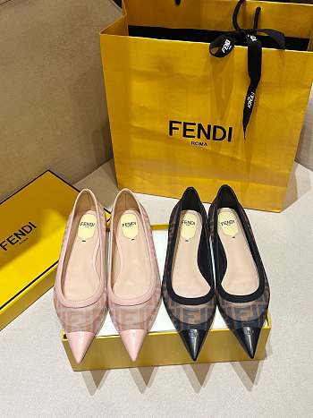 Fendi Wo Leather-Trimmed Mesh Flats 