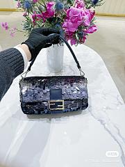 Fendi Baguette Leather Bag with gradient blue sequins - 27x15x6cm - 1