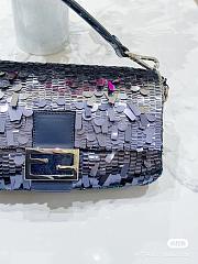 Fendi Baguette Leather Bag with gradient blue sequins - 27x15x6cm - 2