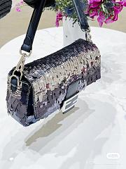 Fendi Baguette Leather Bag with gradient blue sequins - 27x15x6cm - 3