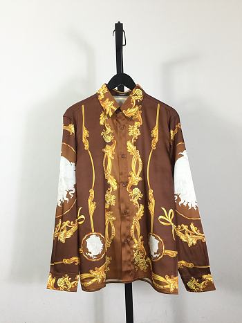 	 Versace Cameo Silk Shirt Brown