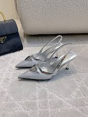 Prada Silver Metallic Leather Slingback Pumps  - 1