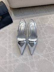 Prada Silver Metallic Leather Slingback Pumps  - 6
