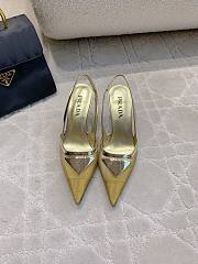 	 Prada Gold Metallic Leather Slingback Pumps - 5