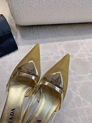 	 Prada Gold Metallic Leather Slingback Pumps - 4