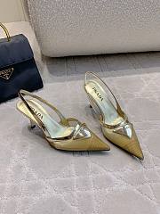 	 Prada Gold Metallic Leather Slingback Pumps - 2