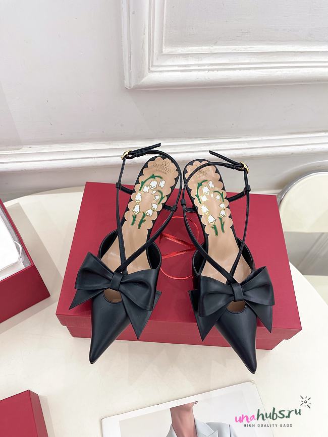 Valentino Bowow Slingback Pumps In Kidskin 85mm Black - 1