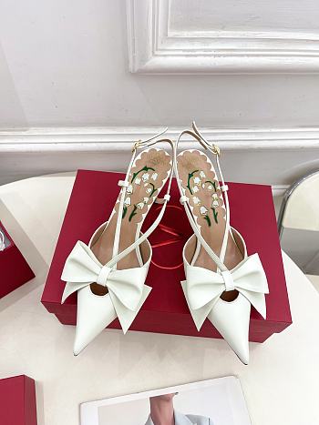 	 Valentino Bowow Slingback Pumps In Kidskin 85mm White