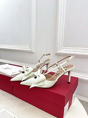 	 Valentino Bowow Slingback Pumps In Kidskin 85mm White - 5