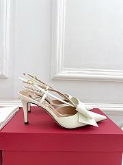 	 Valentino Bowow Slingback Pumps In Kidskin 85mm White - 4